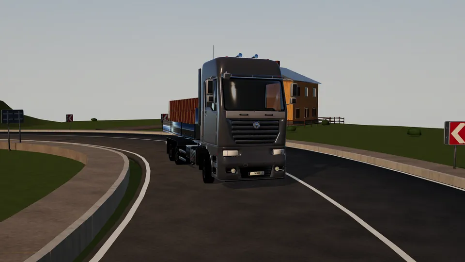 Truck on a countryside serpentine road