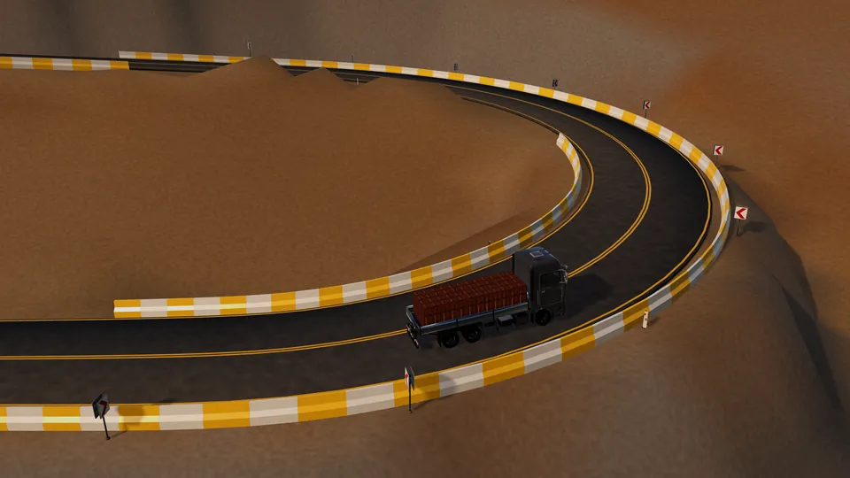 Truck on desert switchbacks