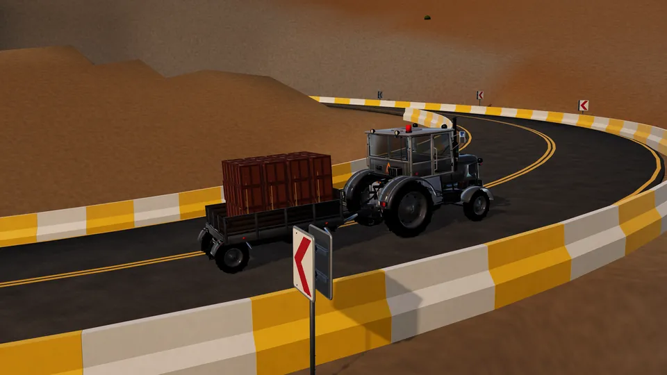 Utility tractor with a loaded trailer
